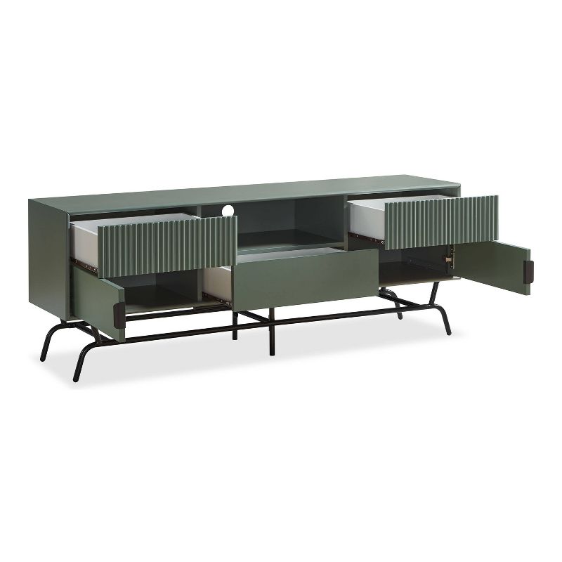 Meadowgrove Modern 3 Drawer TV Stand for TVs up to 65&#34; with Cabinet Sage Green - miBasics, 4 of 7