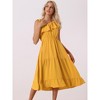 Allegra K Women's Summer One Shoulder Ruffle Neck Casual Flowy A-Line Tiered Sundresses - 3 of 4