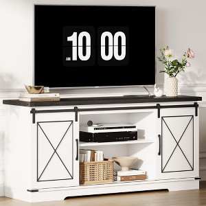 Farmhouse TV Stand for TVs Up to 65",Modern TV Console Table with Sliding Barn Doors,Storage Cabinets & Adjustable Shelf,for Living Room,Bedroom - 1 of 4