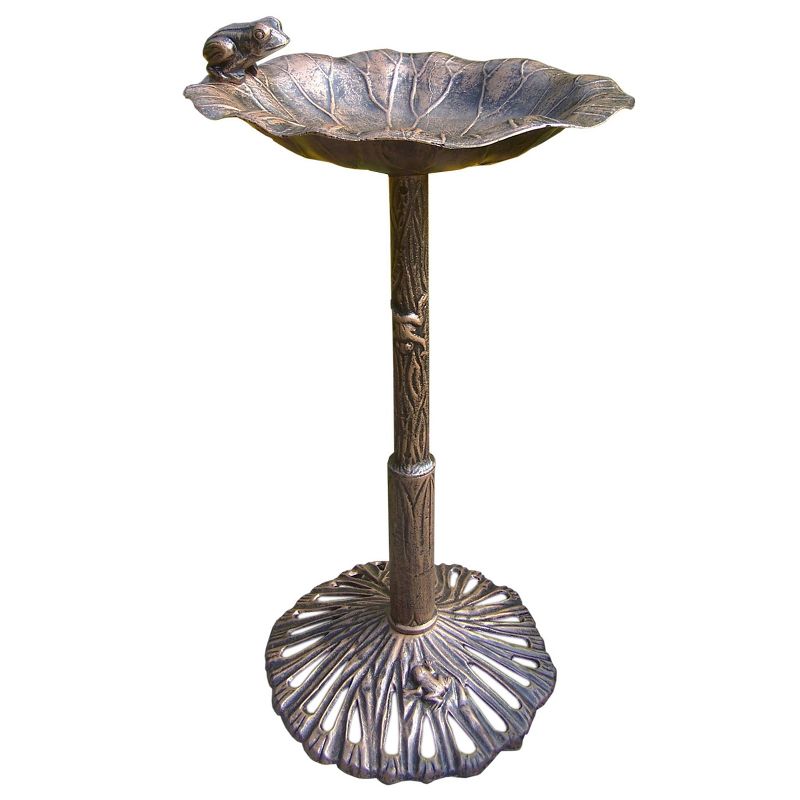 35&#34; Cast Aluminum Frog Birdbath Brown - Oakland Living with Weather-Resistant Finish & Nature-Inspired Design, 1 of 11