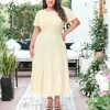 Anna-Kaci Women's Plus Size Casual Round Neck Flutter Short Sleeve Elastic Waist Smocked Maxi Dress - 2 of 4