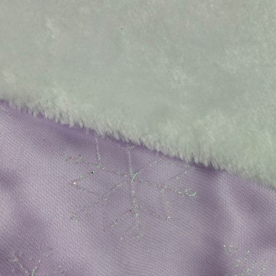 Purple and White Faux Fur Christmas Stocking with Glitter Snowflakes