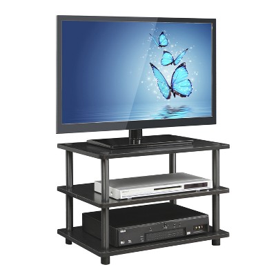 Easy Assembly 3-Tier Corner TV Stand in Black Wood