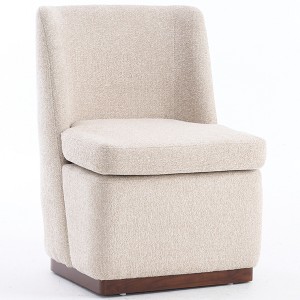 YOUNIKE Square Accent Chair Modern Upholstered Living Room Chair Armless Casual Lounge Chair Leisure Sofa Chair, Ash Wood Base, Boucle Velvet - 1 of 4