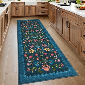 Area Rugs for Living Room Bedroom Washable Floral Rug Soft Non Slip Low Pile Throw Rug Home Decor - 1 of 4