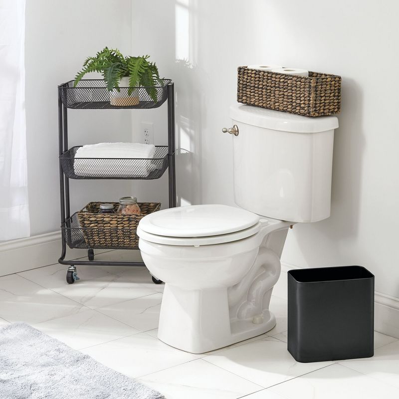 mDesign 2 Piece Plastic Bathroom Set, Bowl Brush and Trash Can, 3 of 9