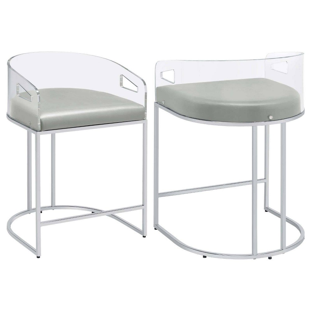 Photos - Chair Coaster Set of 2 Thermosolis Modern Acrylic Back Upholstered Counter Heigh