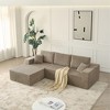110" Cloud Modular Sectional Sofa, Boneless Corduroy Couch with Ottoman & 2 Pillows, 3-Seater, No Assembly, L-Shaped Sofa for Living Room - 3 of 4