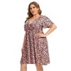 Clearlove Plus Size Dresses for Curvy Women Floral Sleeves Tiered Layers Casual Mini Dress with Pocket - 2 of 4