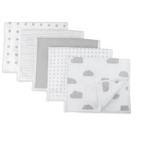 Ely's & Co. Baby Burp Cloths Waterproof Reversible Jersey Cotton 5 Piece Set - 1 of 4