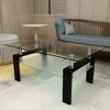 NicBex Modern 39.37" Rectangle Coffee Table with Glass Top, Open Storage Shelf and Iron Frame for Living Room and Bedroom - 2 of 4