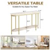 FCH 2 Layers Long Oval Density Board with Triamine Iron 107*29*77cm White Marble Top Gold Frame Entrance Table - 4 of 4
