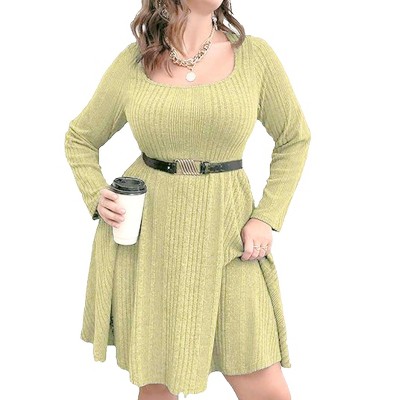 Womens Plus Size A Line Wrap Sweater Dress Sweater Dress