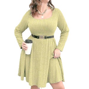 Womens Plus Size A Line Wrap Sweater Dress Sweater Dress - 1 of 4
