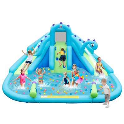 Infans Inflatable Water Slide, Blowup Water Park with Dual Slides Without Blower