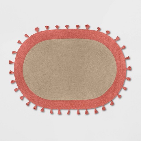 Pom-Pom Trimmed Oval Anti-skid Rug - Letifly