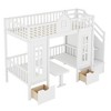 PAGED Full over Full Bunk Bed with Ladder, Wooden Bed Frame with Roof and Guardrail, Modern Loft Bed for Boy and Girl - 3 of 4