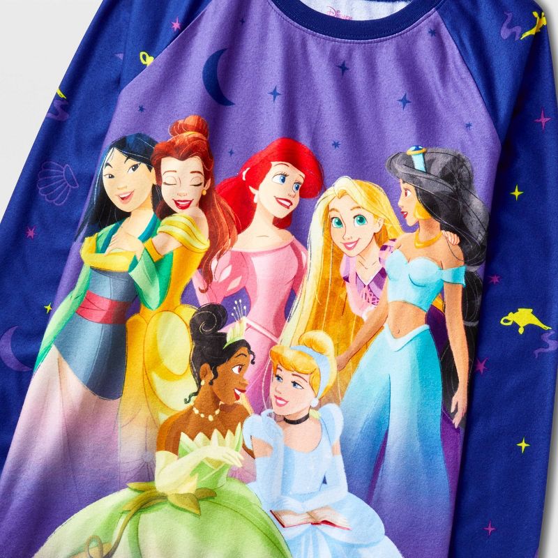 Girls&#39; Disney Princess 2pc Pajama Set with Socks - Blue, 3 of 5