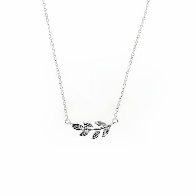 Sanctuary Project Dainty Olive Branch Necklace Silver