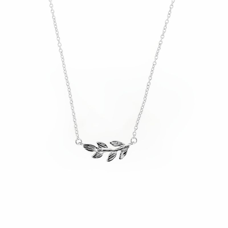 Sanctuary Project by sanctuaire Dainty Olive Branch Necklace Silver, 1 of 4