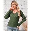 Clearlove Women Long Sleeve Cable Knit Sweater V Neck Pullover Top - 2 of 4