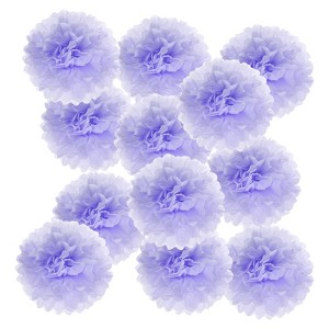 Unique Bargains Birthday Bachelorette Wedding Party Paper Pom Poms Flower Ball Kit 12 Pcs - 1 of 4