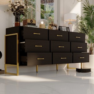 FUFU&GAGA 9 Drawer Large Modern Dresser Metal Handles with Metal Legs - 1 of 4
