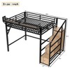 Lycvki Black Metal Loft Bed Frame with Storage Stairs, Shelves and Built-in Wardrobe - 4 of 4