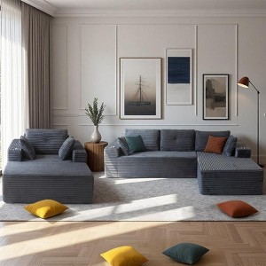 MAXYOYO 104" Modular Couch with Chaise and 49'' Boneless Chaise Lounge, Sofa in A Box, No Assembly Required, 3 Packages Shipping - 1 of 4
