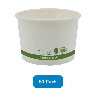 Planet+ 8 oz Hot & Cold Food Container PLA Lined Paper Compostable - Pack of 50