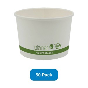 Planet+ 8 oz Hot & Cold Food Container PLA Lined Paper Compostable - Pack of 50 - 1 of 3