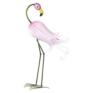 Alpine Iron Pink 33 in. Hibiscus Flamingo Statue - 1 of 1
