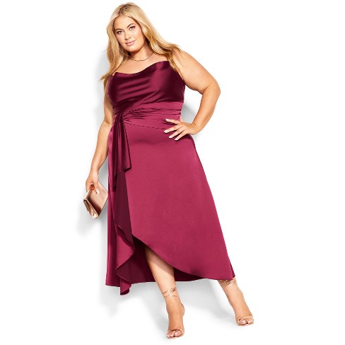 City chic hot sale burgundy dress