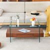 Vynxaria Walnut and Glass Two-Tier Coffee Tables - 2 of 4