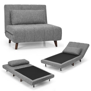Costway Convertible Sofa Bed 3 Position Folding Sleeper Chair w/ Pillow Blue\Beige\Grey - 1 of 4