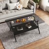 LIVAREEmlen Rectangle Coffee Table with Tempered Glass top and Black MDF Shelf, Modern Table for Living Room, Gray Glass - 3 of 4