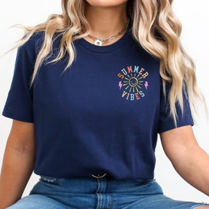 Simply Sage Market Summer Vibes Sun Colorful Front and Back Design Short Sleeve Tee - 1 of 4