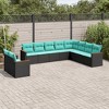 vidaXL Patio Sofa Set with Cushions, 10 Piece Outdoor Black Poly Rattan Furniture for Garden, Terrace, Lawn, and Backyard - 2 of 4