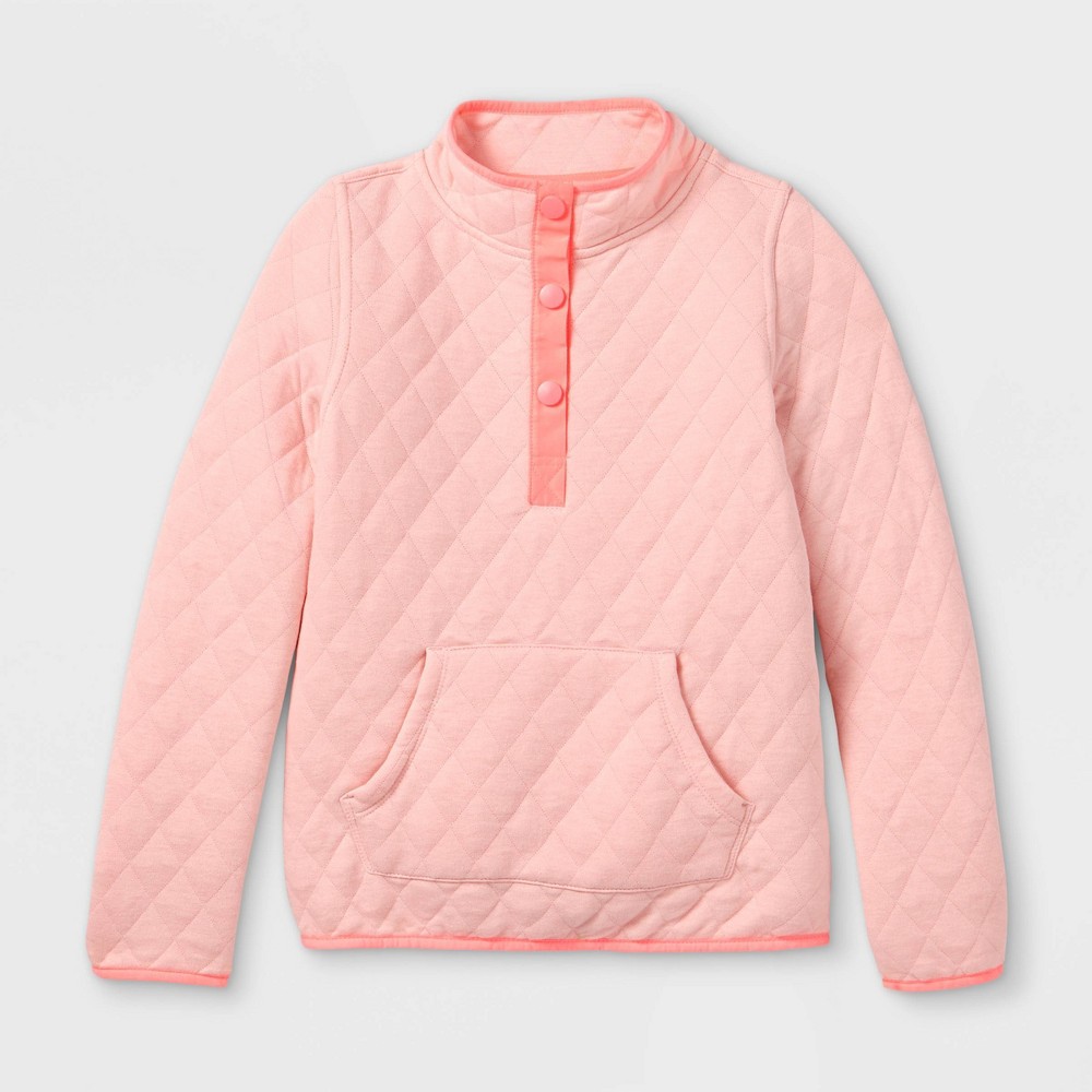 Girls' Quilted Pullover Sweatshirt - Cat & Jack Powder Pink M