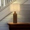 ALOADECOR 22''Farmhouse Traditional Natural Solid Wood Table Lamp with Beige Fabri Drum Shade for Bedroom Living Room - 4 of 4