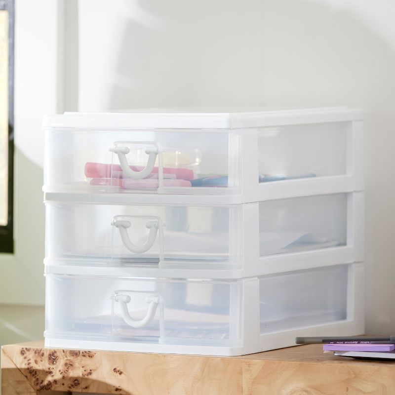 Gracious Living Clear Mini 3 Drawer Desk and Office Organizer for Storing Cosmetics, Arts, Crafts, and Stationery Items, 3 of 7