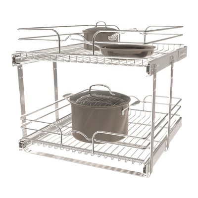 Lynk Professional 11 x 18 Slide Out Double Shelf - Pull Out Two Tier Sliding Under Cabinet Organizer