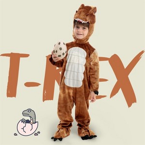 Joyfy Halloween Kids' Dinosaur Costume Toddler's Dinosaur Jumpsuit Pajama with Egg for Kids Halloween Dress-up Party - 1 of 4