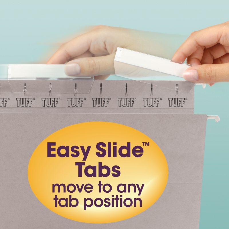 Smead TUFF  Hanging File Folder with Easy Slide  Tab,1/3-Cut Sliding Tab,  Legal Size, Steel Gray, 18 per Box (64093), 4 of 6