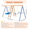 Ruvalino Playground Swings 6 in 1 Swing Set with Climbing Net and Trapeze for Backyard Fun, Multicolored, 53.22"*18.19"*7.95" - 3 of 4