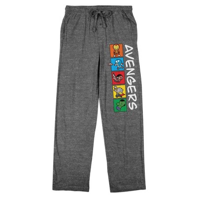 Marvel Kawaii Avengers Men's Heather Gray Sleep Pajama Pants