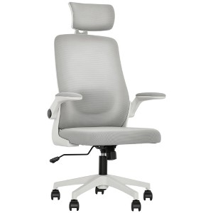 HOMCOM Ergonomic Office Chair with Flip-up Armrest, Adjustable Headrest and Lumbar Support, Mesh Desk Chair for Home Office - 1 of 4