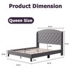 Bed Frame with Button Tufted Wingback Headboard - 2 of 4