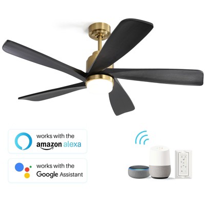 Sofucor 52 inch Smart Ceiling Fan with Light and Remote Modern Design Modern Ceiling Fan Work with Alexa APP Control Indoor Outdoor