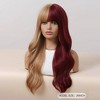 Jessie's Wig 26 Inch Wavy Wig Synthetic Hair Half Honey Blonde Half Burgundy 1 Pc/Pack - 3 of 4